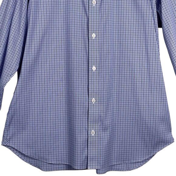 BONOBOS Jetsetter Stretch Slim Fit Dress Shirt Blue Check Size 17x35 EUC - Picture 6 of 16